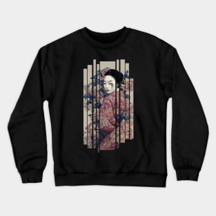 Beautiful japanese geisha with flowers Crewneck Sweatshirt